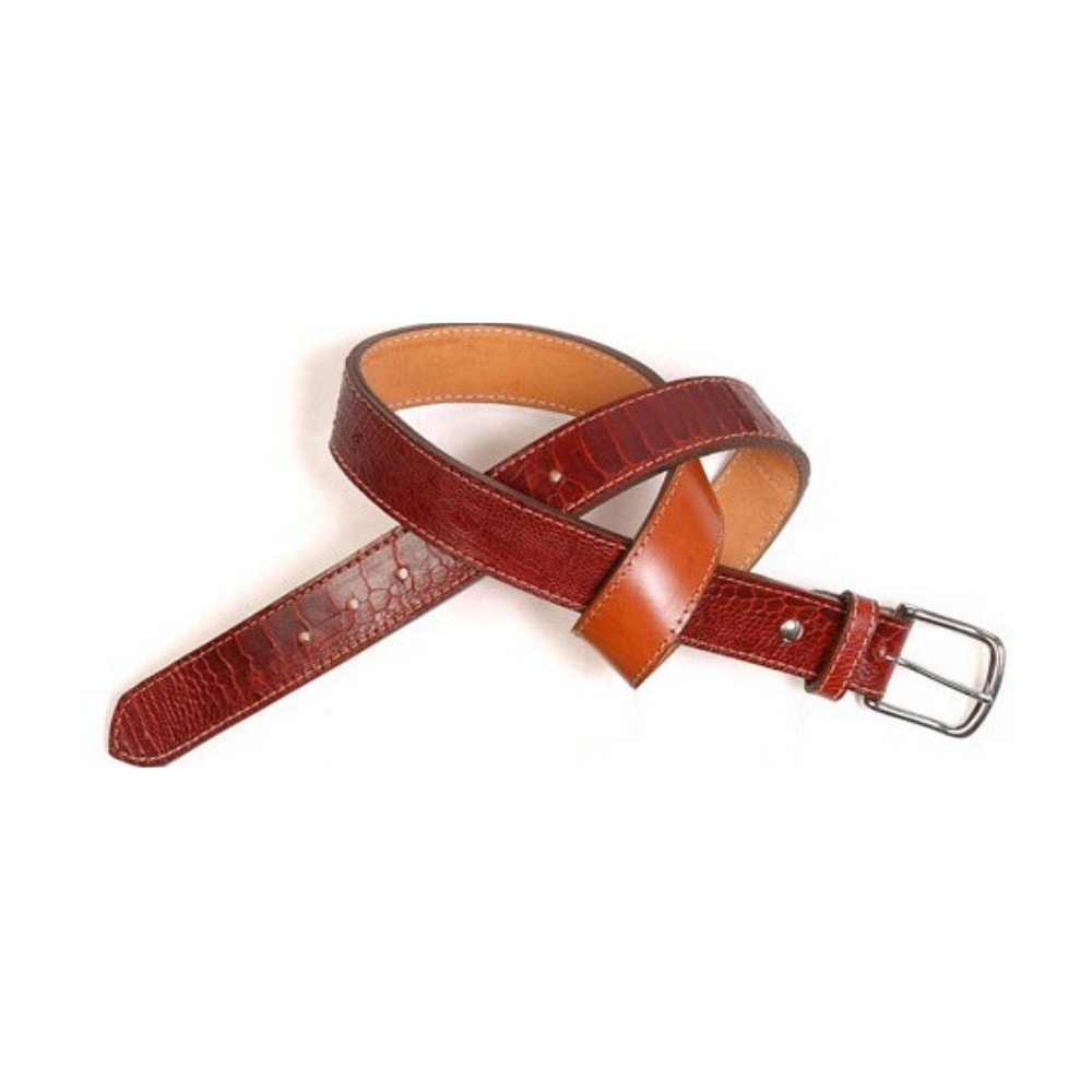 Exotic-Ostrich-Leg-Brown-Leather-Belt