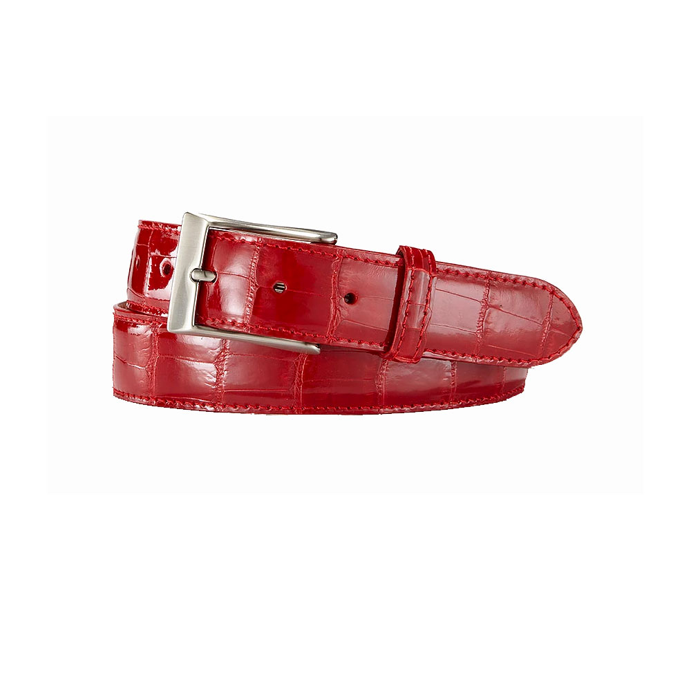 Alligator-Leather-Belt-in-Red-Color