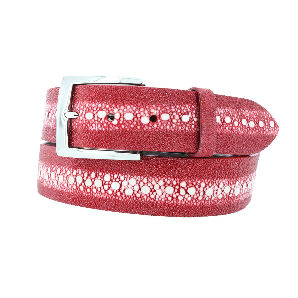 Stingray-leather-belt-in-fuschia-tone